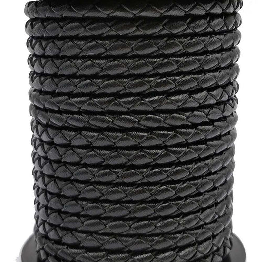 ShapesbyX-Cravate Bolo en cuir tressé noir 3 mm rond noir