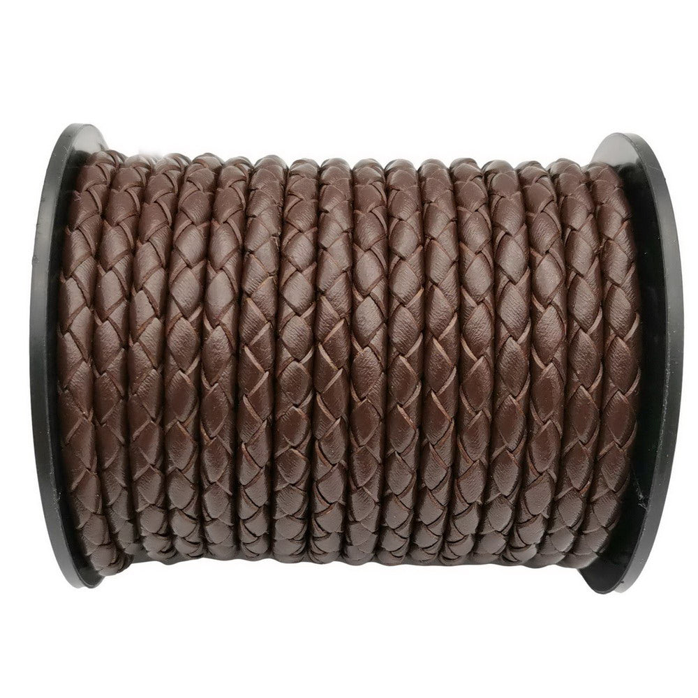 ShapesbyX - Cordon en cuir tressé - Sangle en cuir rond de 3 mm - Cravate bolo marron foncé