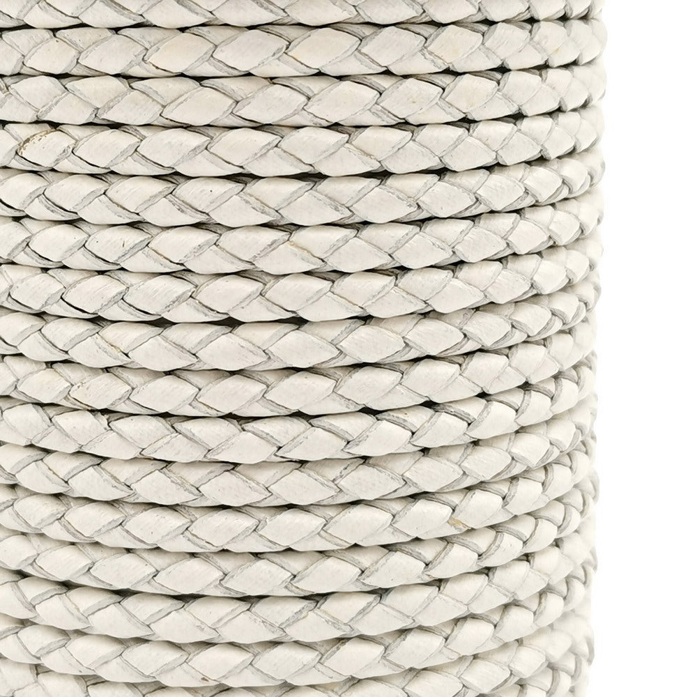 ShapesbyX-Cordons en cuir tressé de 4 mm Blanc pour fabrication de bijoux Bolo Tie