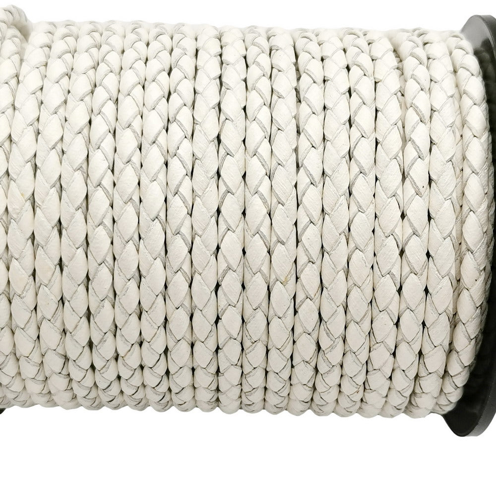 ShapesbyX-Cordons en cuir tressé de 4 mm Blanc pour fabrication de bijoux Bolo Tie