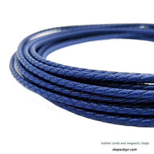 3mm royal blue leather bolo cord braided leather strap for bracelet necklace making bolo tie