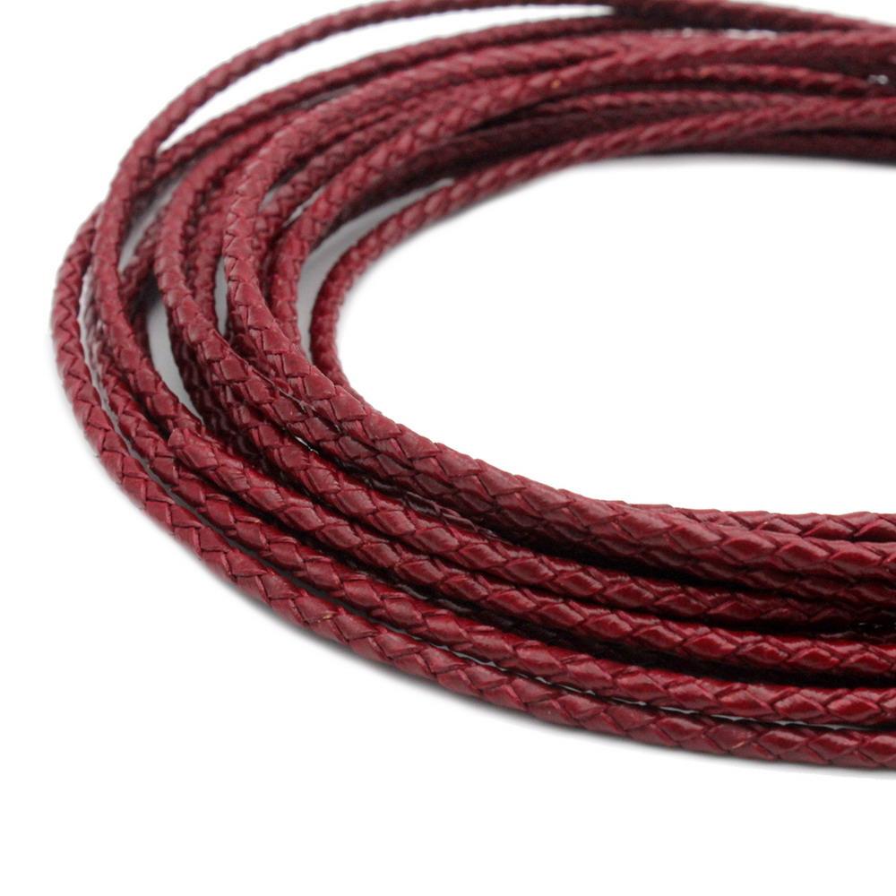 Braided Leather Cord 3mm Round Hawthorn Leather Strap Leather Bolo Tie Bracelet Necklace Making