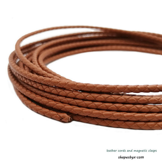 3mm brown leather bolo cord braided leather strap for bracelet necklace making bolo tie