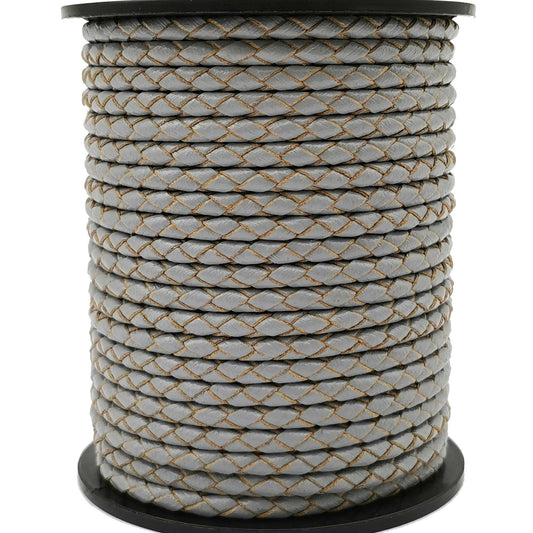 ShapesbyX-3 mm geflochtenes Lederband, graues rundes Bolo-Lederband