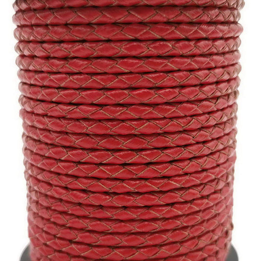 ShapesbyX-cordon en cuir tressé 3mm rond rouge Bracelet collier fabrication bracelet en cuir Bolo cravate