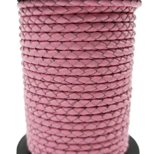 ShapesbyX-3 mm cordons en cuir tressé rose rond bracelet en cuir bracelet collier fabrication de cravate Bolo