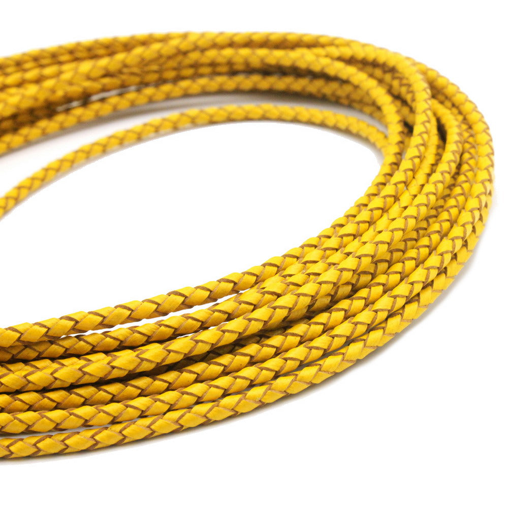 ShapesbyX-Yellow Cordons en cuir tressés de 3 mm pour la fabrication de bracelets et de colliers Bolo