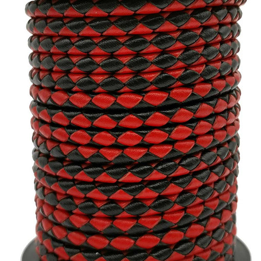 ShapesbyX-cordon en cuir rouge noir 3mm rond tissé tressé plié en cuir Bolo cravate