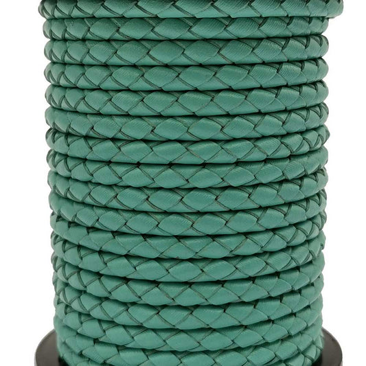 ShapesbyX-Sangle bolo ronde en cuir tressé avec cordon en cuir tressé de 3 mm Turquoise