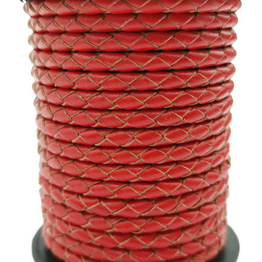ShapesbyX-Cordons en cuir tressés de 4 mm, bracelet rouge, collier, fabrication de cravate Bolo