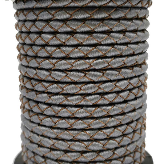 ShapesbyX-cordons en cuir tressé de 4mm, couleur argent, pour fabrication de bracelets et de colliers, cravate Bolo