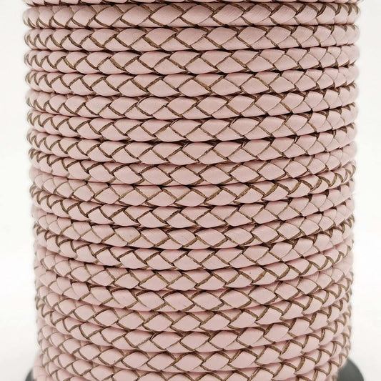 ShapesbyX-4 mm geflochtene Lederbänder, Babyrosa, rundes Lederarmband, Armband, Halskette, Herstellung von Bolo-Krawatte