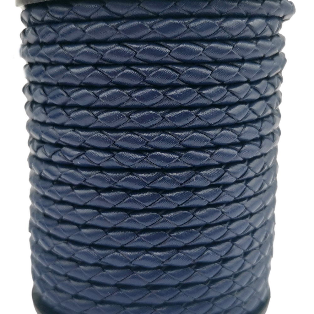 ShapesbyX-Bleu Marine 4 mm Cuir Bolo Cordon Tissé Bracelet en Cuir Plié