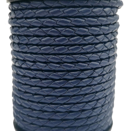ShapesbyX-Bleu Marine 4 mm Cuir Bolo Cordon Tissé Bracelet en Cuir Plié
