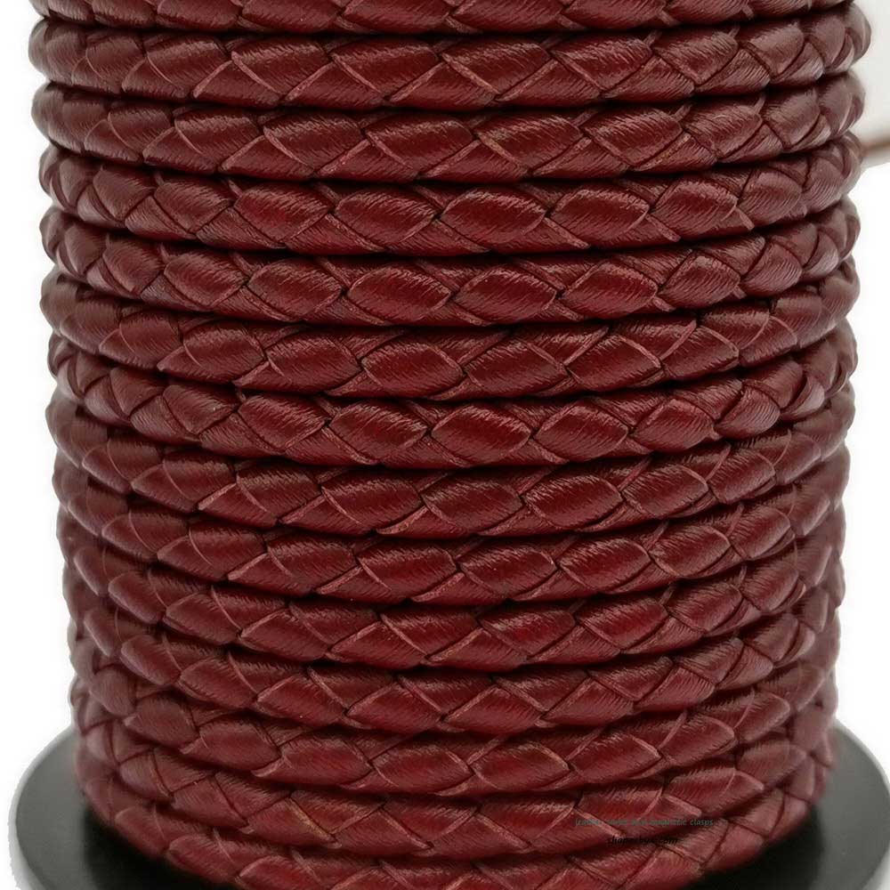 4mm Braided Leather Cords Bracelet Necklace Making Bolo Tie Hawthorn Darker Red