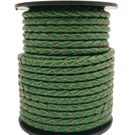 ShapesbyX-Geflochtene Lederschnüre, 4 mm, rund, dunkelgrün, Schmuckherstellung, Bolo-Krawatte, Armband, Lederband
