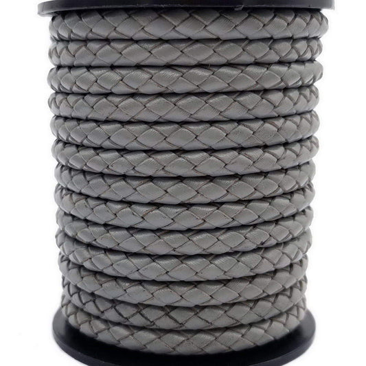 ShapesbyX-Bracelet Making Leder-Bolo-Kordel, 5 mm rundes geflochtenes Lederband, grau, 1 Yard