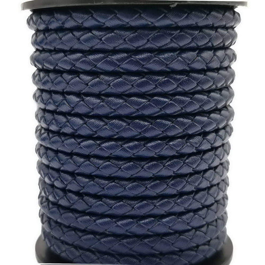 ShapesbyX-cordons Bolo en cuir tressé, 5mm, bleu marine, sangle de fabrication de bracelets