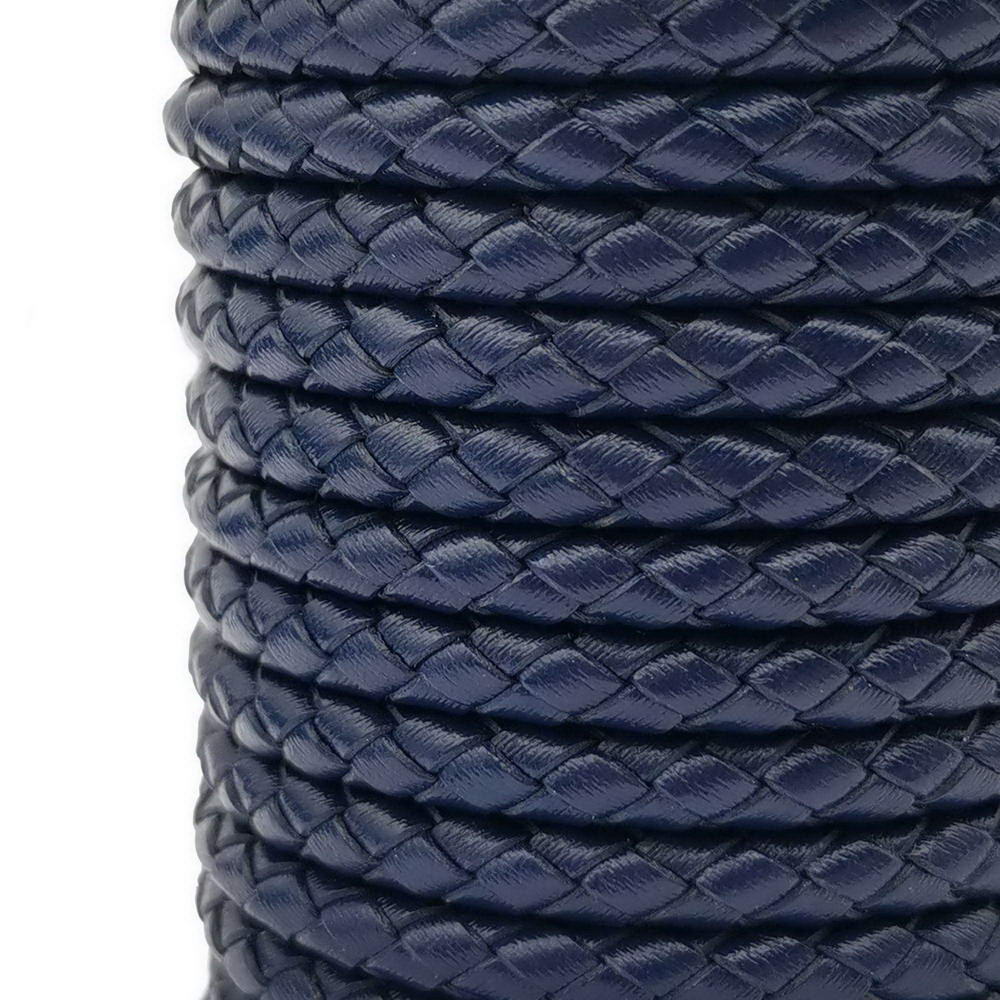 ShapesbyX-cordons Bolo en cuir tressé, 5mm, bleu marine, sangle de fabrication de bracelets