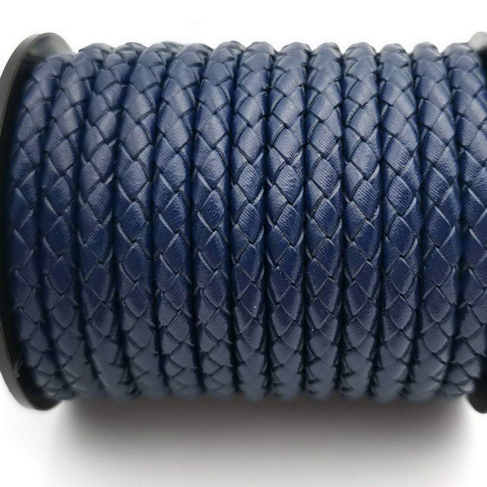 ShapesbyX-Braided Leather Bolo Cords 5mm Navy Blue Bracelet Making Strap