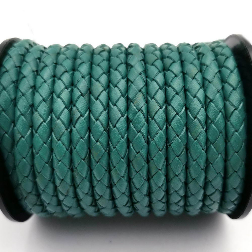 ShapesbyX-Geflochtenes Leder-Bolo-Kordel, 5 mm, rund, blaugrün, Armbandherstellung, Schmuck, Lederband