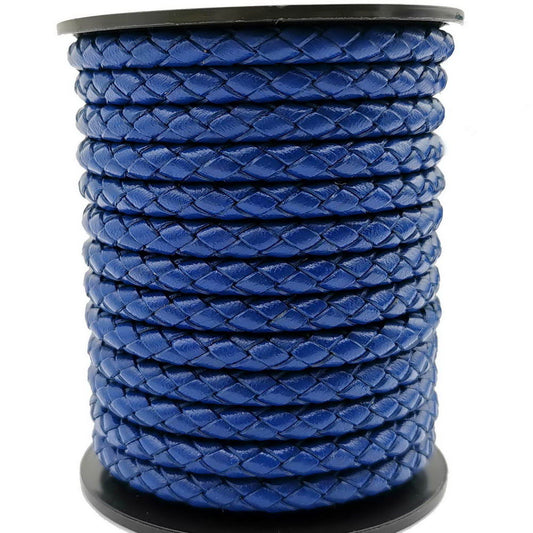 Braided Leather Bolo Cord 5mm Round Royal Blue Bracelet Making Jewelry Leather Strap