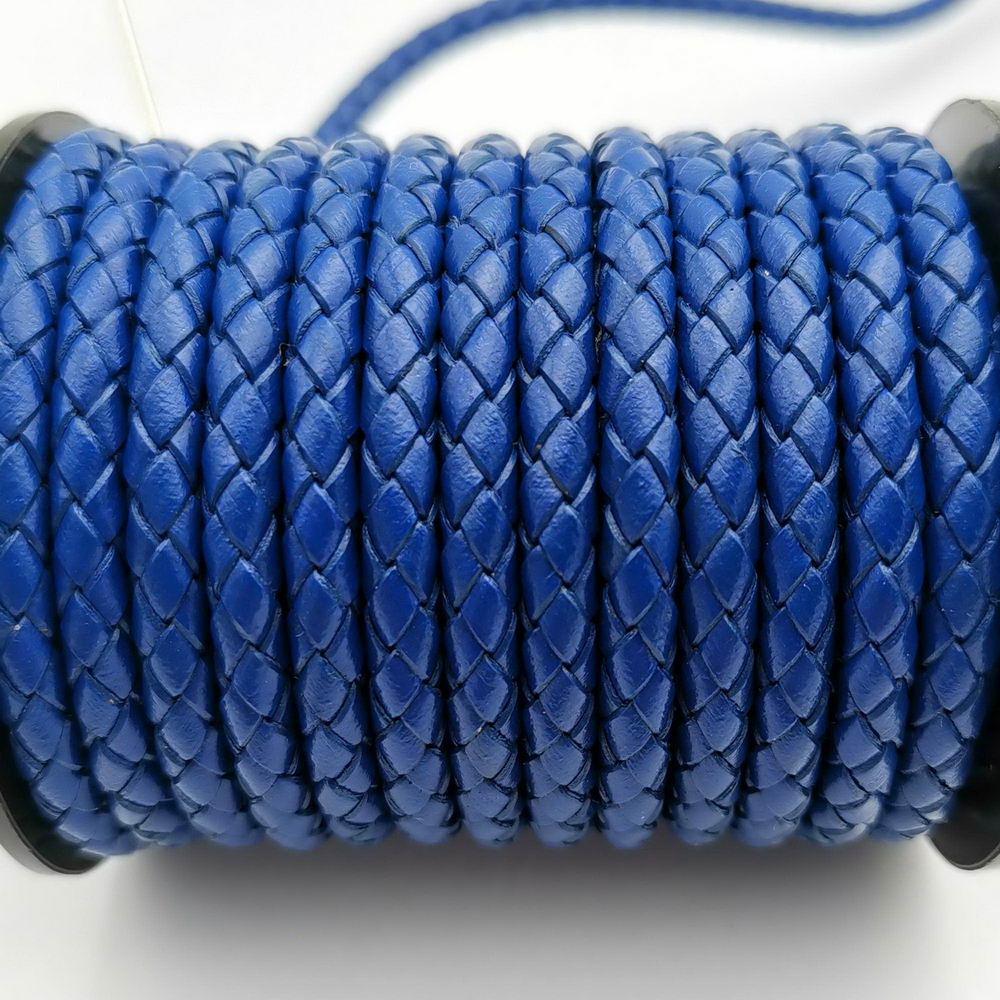 ShapesbyX-cordon Bolo en cuir tressé, rond de 5mm, bleu Royal, pour la fabrication de bijoux, bracelet en cuir