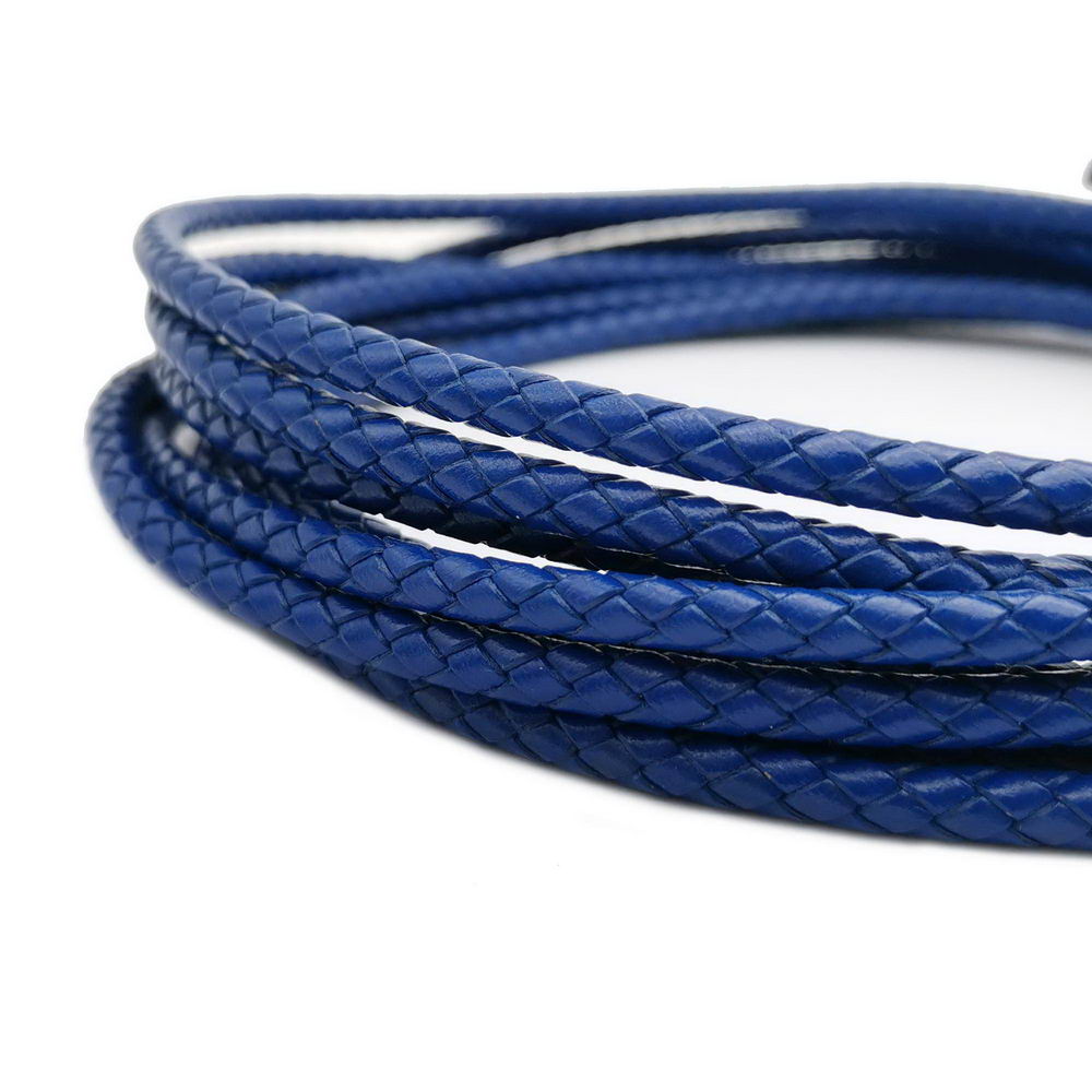 ShapesbyX-cordon Bolo en cuir tressé, rond de 5mm, bleu Royal, pour la fabrication de bijoux, bracelet en cuir