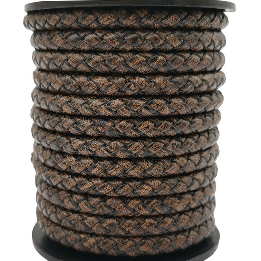 ShapesbyX-Geflochtenes Leder-Bolo-Kordel, 5 mm, rund, verwittertes Armband, Schmuckherstellung, Lederband