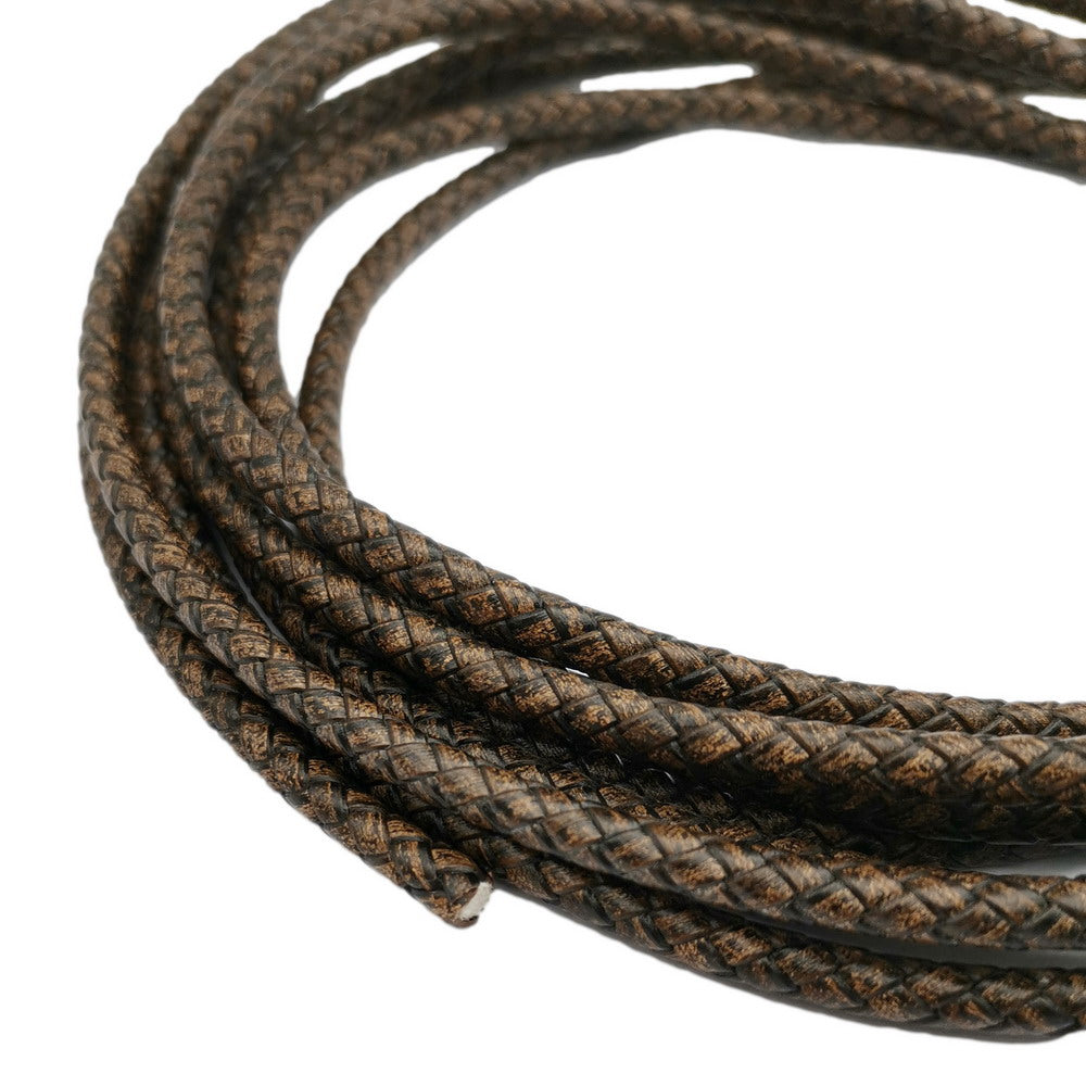 ShapesbyX-Braided Leather Bolo Cord 5mm Round Weathered Bracelet Making Jewelry Leather Strap