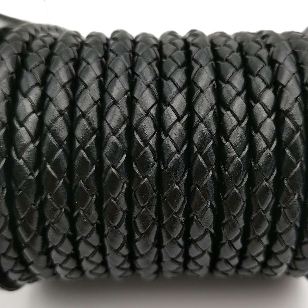 ShapesbyX-Cordon rond en cuir tressé noir de 5 mm pour la fabrication de bracelets en cuir plié et tissé