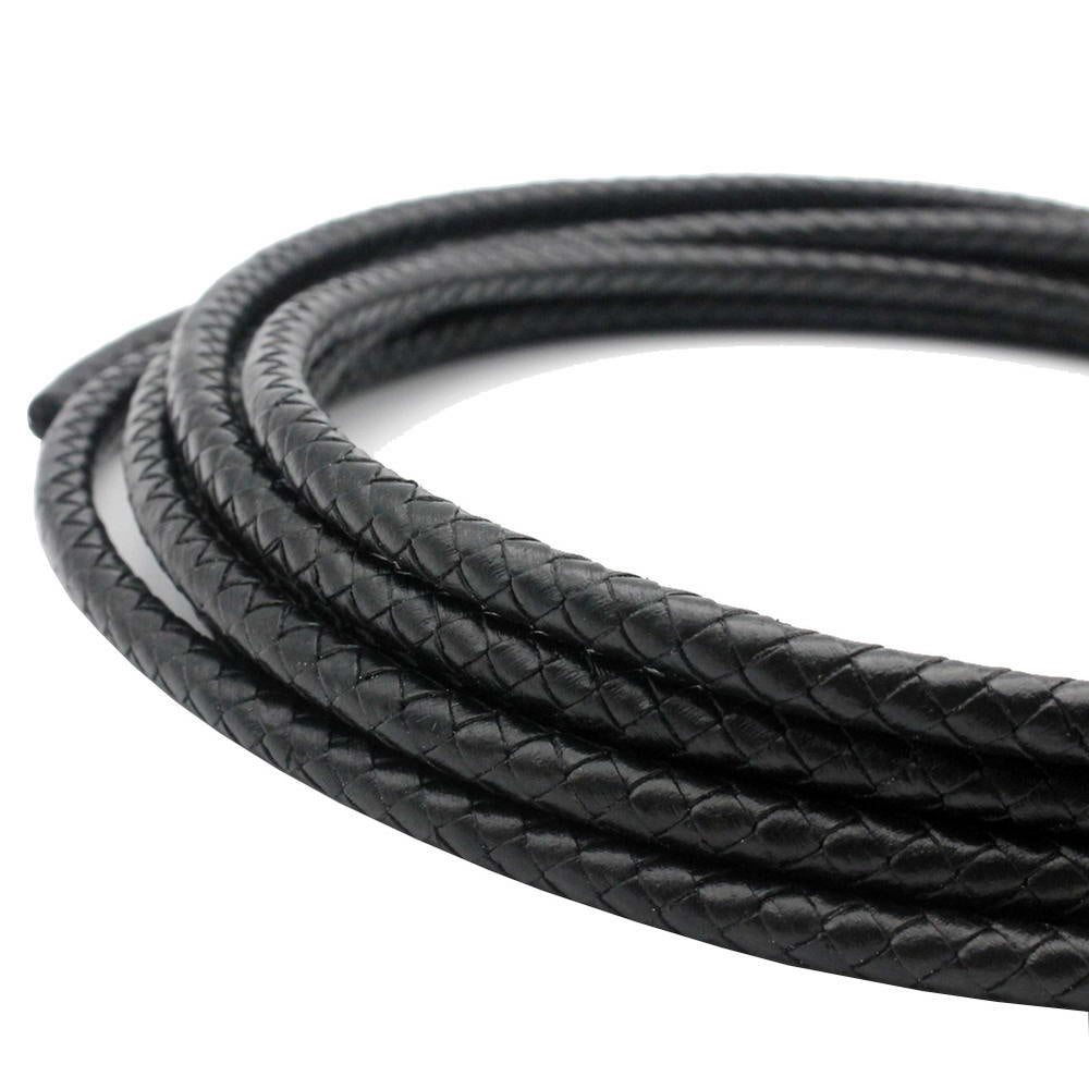 ShapesbyX-5 mm rundes geflochtenes Lederband, schwarzes Armband zur Herstellung von gewebtem, gefaltetem Lederband