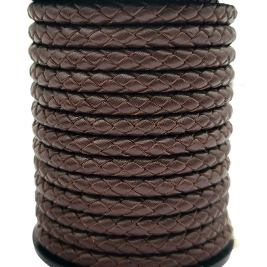 ShapesbyX-5 mm rundes geflochtenes Lederband, dunkelbraunes Armband zur Herstellung von gewebtem, gefaltetem Lederband