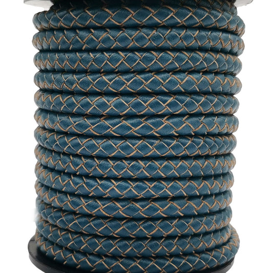 ShapesbyX-Braided Leather Cord 5mm Round Dark Teal for Bracelet Making Jewelry Leather Craft Accessory