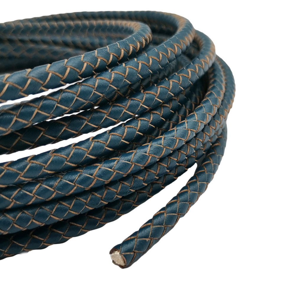 ShapesbyX-cordon en cuir tressé rond de 5mm, bleu sarcelle foncé, pour la fabrication de bracelets, de bijoux, accessoire artisanal en cuir