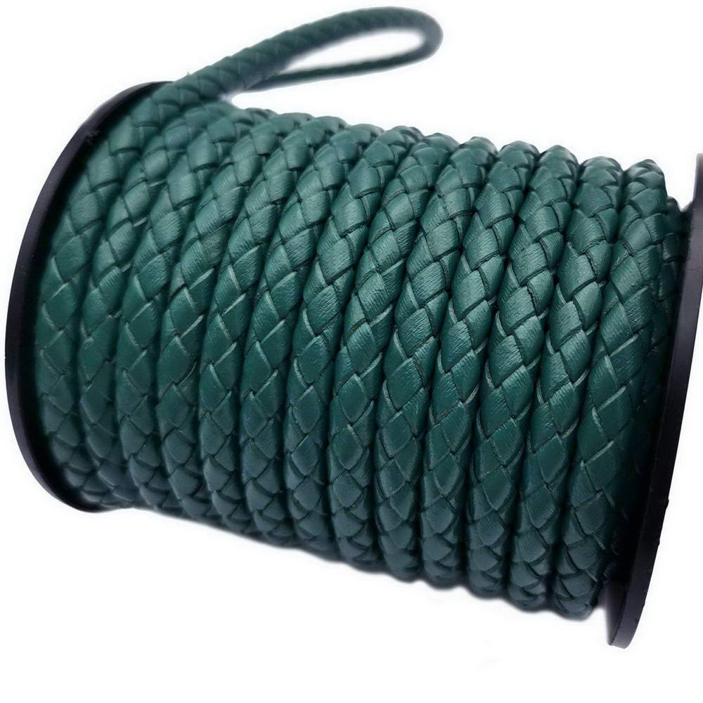 ShapesbyX-Braided Leather Bolo Cords 5mm Dark Green Bracelet Making Strap