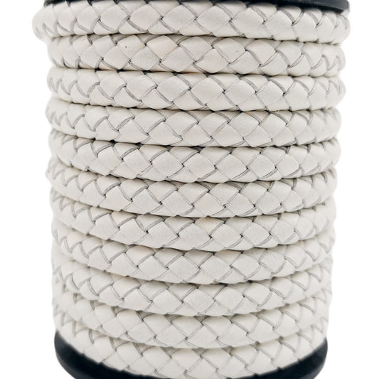 ShapesbyX-cordons en cuir tressés ronds de 6mm, bracelet en cuir plié tissé blanc, fabrication ou décoration de bracelets