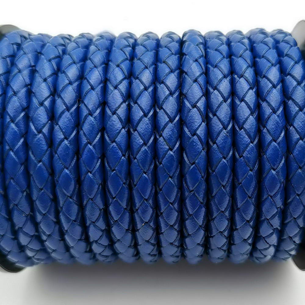 ShapesbyX-Cordons Bolo en cuir tressé 6 mm rond bleu roi