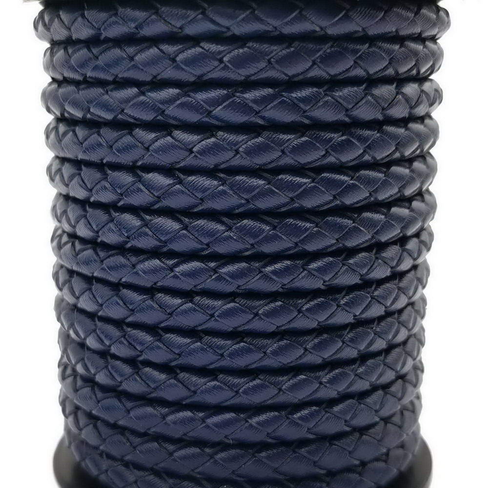 shapesbyX-6mm Round Braided Leather Bolo Cord Dark Blue Jewelry Making Leather Craft
