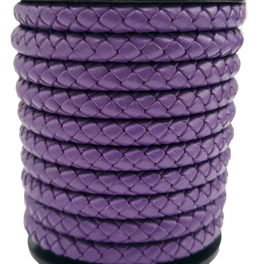 Cordon en cuir tressé violet, bracelet Bolo en cuir plié, rond de 6mm pour la fabrication de bracelets
