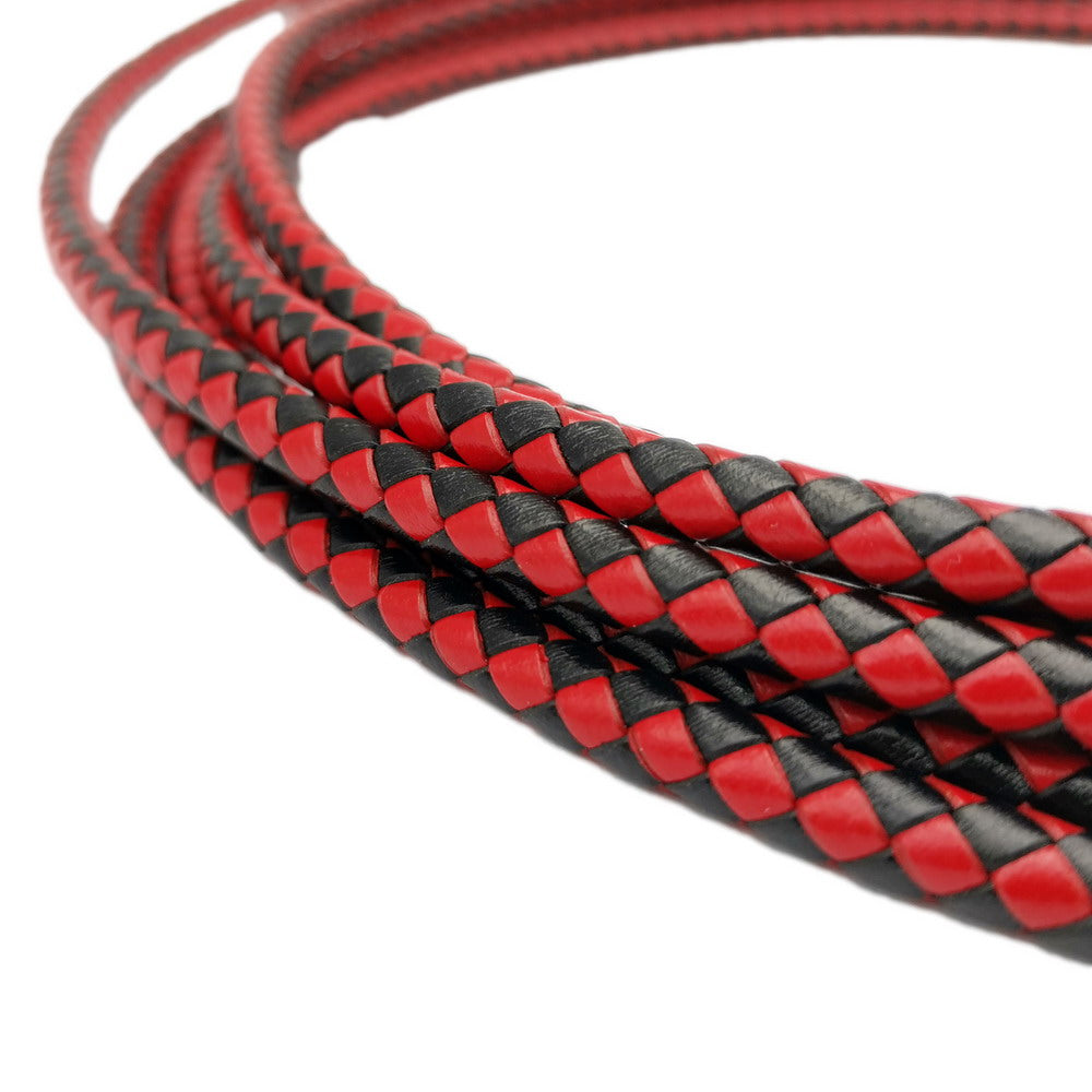 ShapesbyX-cordons en cuir mélangés noir rouge, bracelet rond en cuir tressé de 6mm