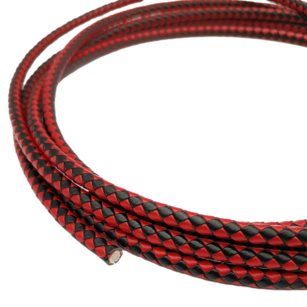 ShapesbyX-cordons en cuir mélangés noir rouge, bracelet rond en cuir tressé de 6mm