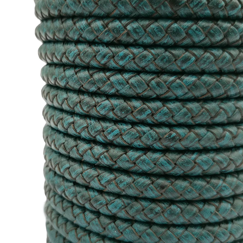 shapesbyX-6mm Braided Leather Bolo Cord Distressed Teal for Jewelry Making Bracelet Making