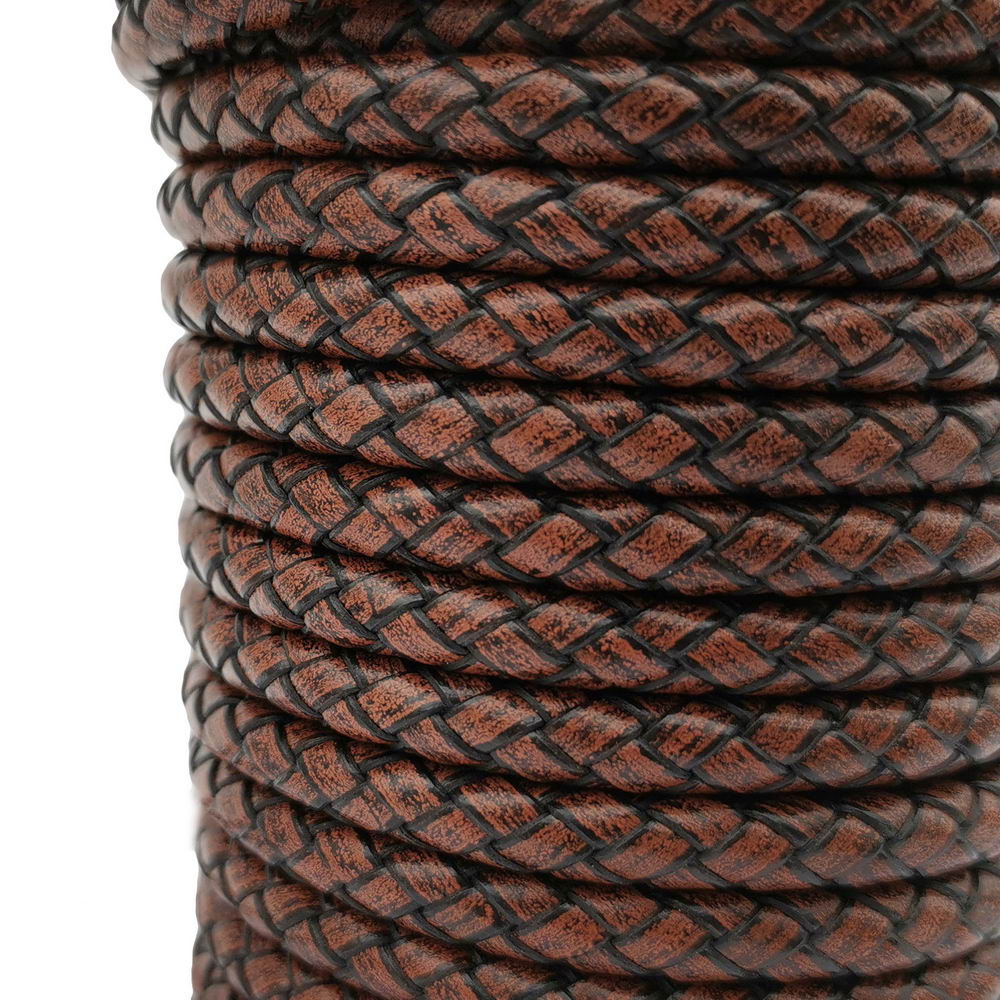 ShapesbyX-6 mm geflochtenes Leder-Bolo-Kordel, antikbraun, für die Herstellung von Schmuck und Armbändern