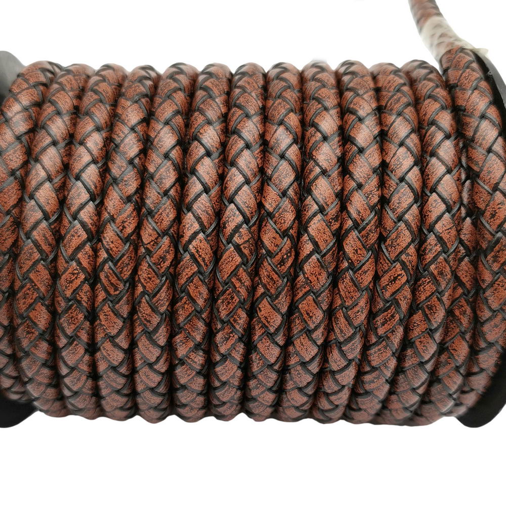 ShapesbyX-6 mm geflochtenes Leder-Bolo-Kordel, antikbraun, für die Herstellung von Schmuck und Armbändern