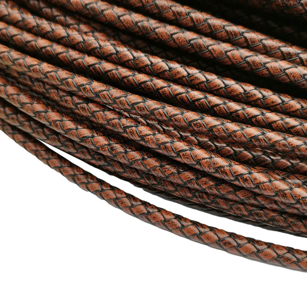 shapesbyX-6mm Braided Leather Bolo Cord Antique Brown for Jewelry Making Bracelet Making