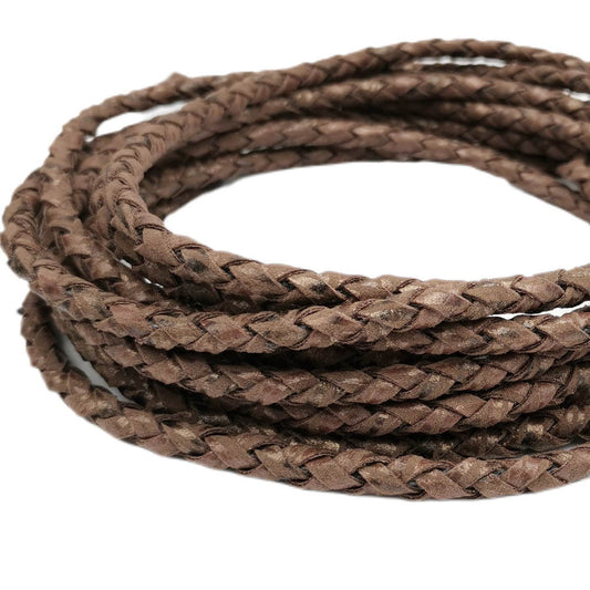shapesbyX-6mm Rustic Antique Brown Faux Suede Leather Braided Leather Cord