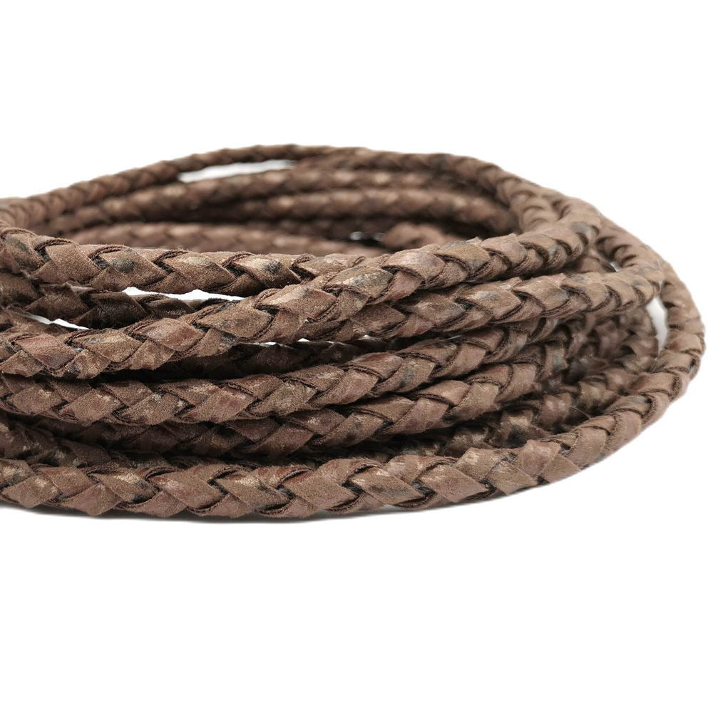 shapesbyX-6mm Rustic Antique Brown Faux Suede Leather Braided Leather Cord