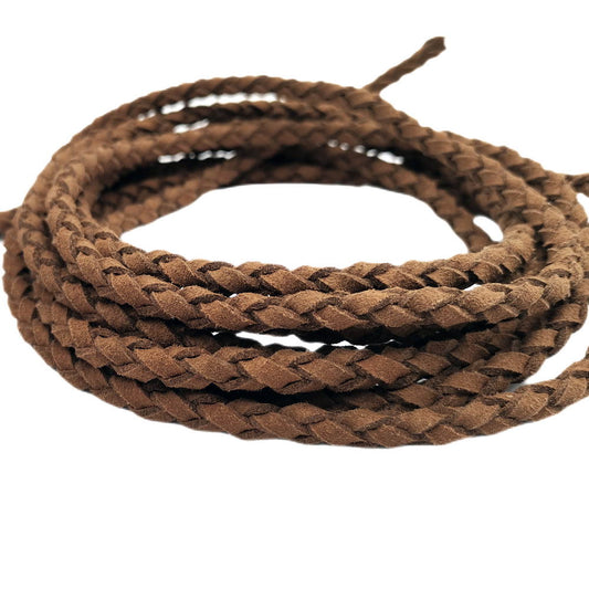 shapesbyX-6mm Brown Faux Suede Leather Braided Cord Soft Leather
