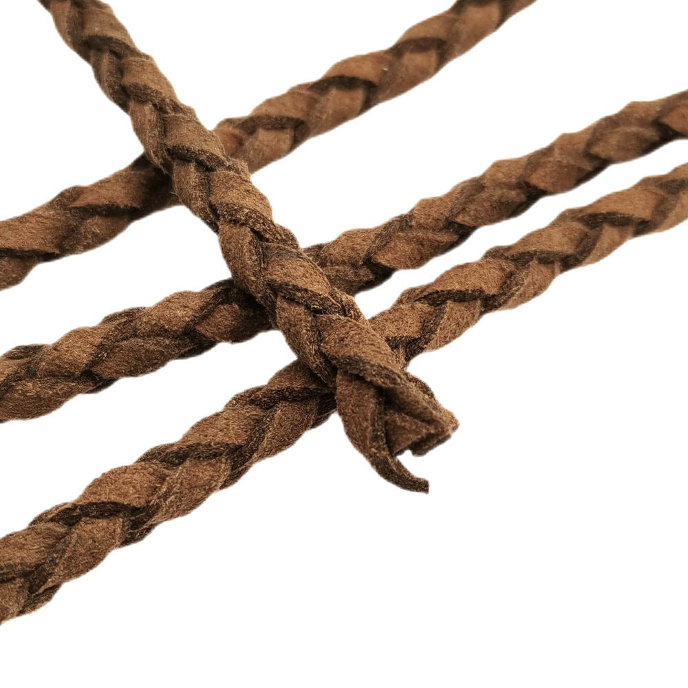 shapesbyX-6mm Brown Faux Suede Leather Braided Cord Soft Leather